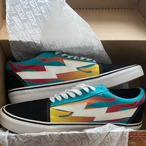 Vans Teal and Yellow Lightning Sneakers